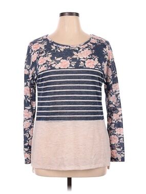Floral and Striped Long Sleeve Top